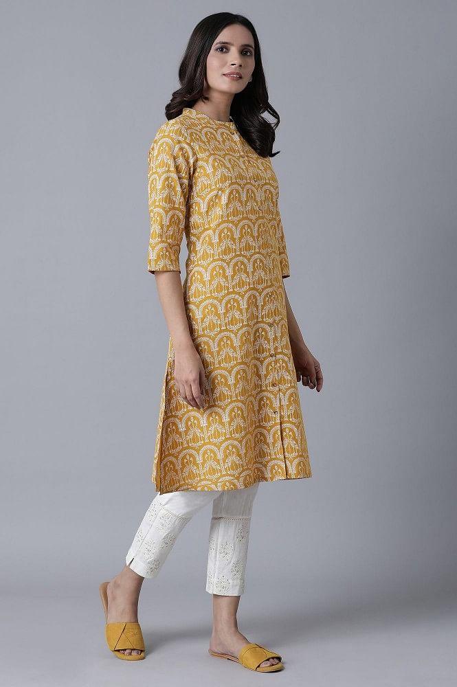 Yellow Straight kurta - wforwoman