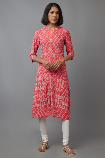 Pink Printed Button Down kurta