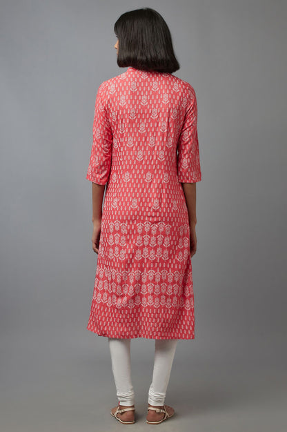 Pink Printed Button Down kurta