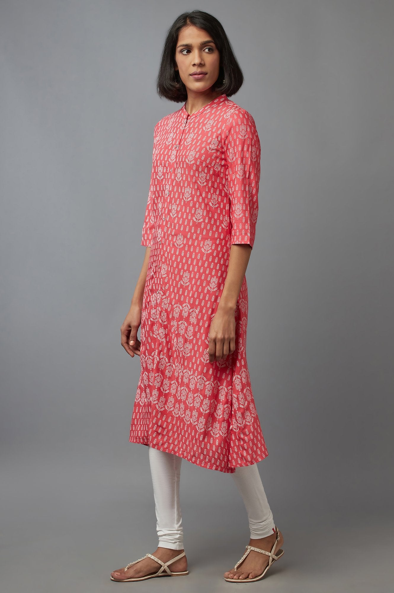 Pink Printed Button Down kurta