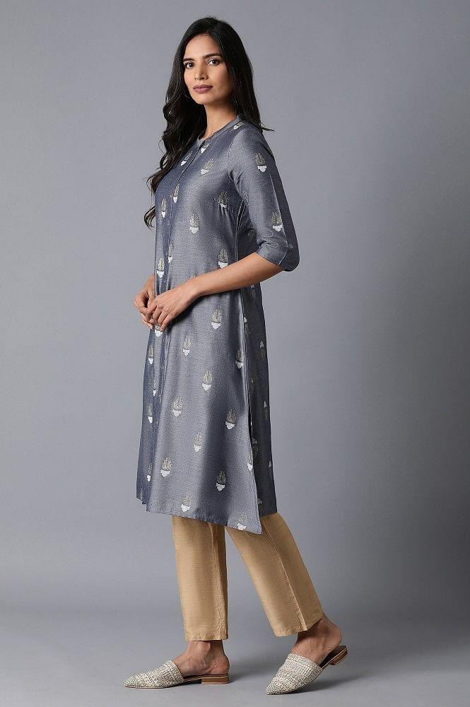 Blue Chambray kurta - wforwoman