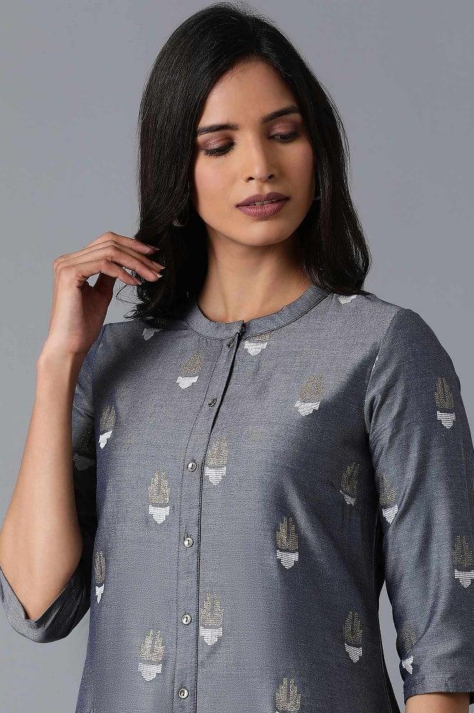 Blue Chambray kurta - wforwoman