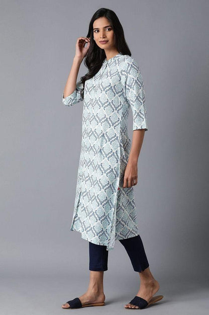 Ecru Printed kurta - wforwoman