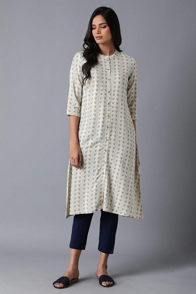 Ecru Straight kurta - wforwoman