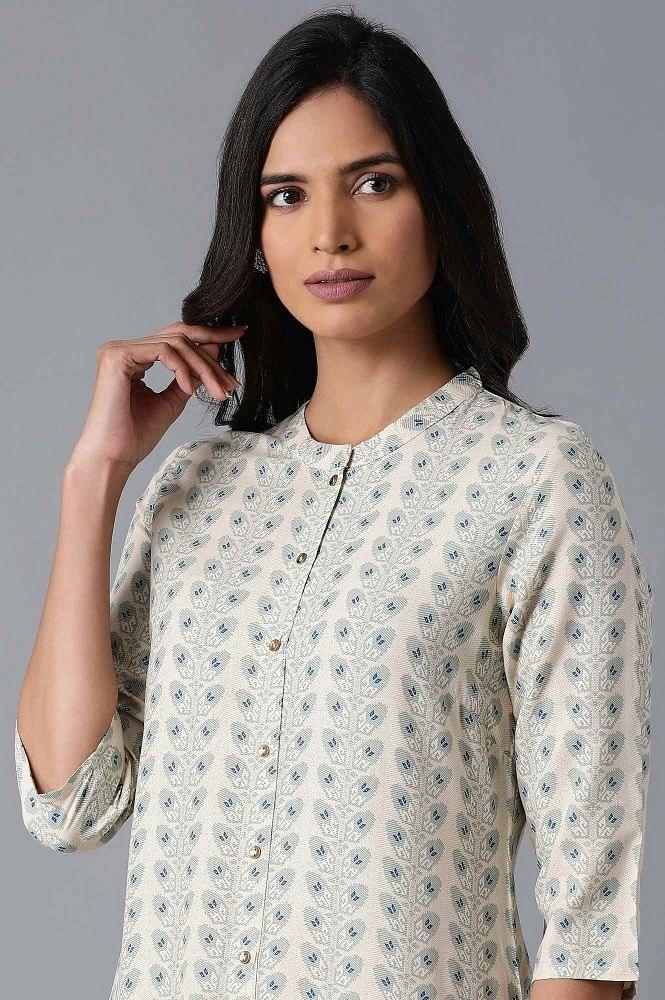 Ecru Straight kurta - wforwoman