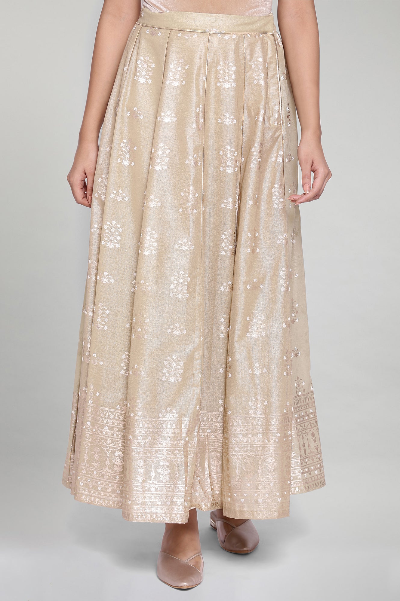 Gold Kali Placement Print Skirt