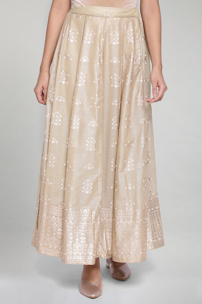 Gold Kali Placement Print Skirt