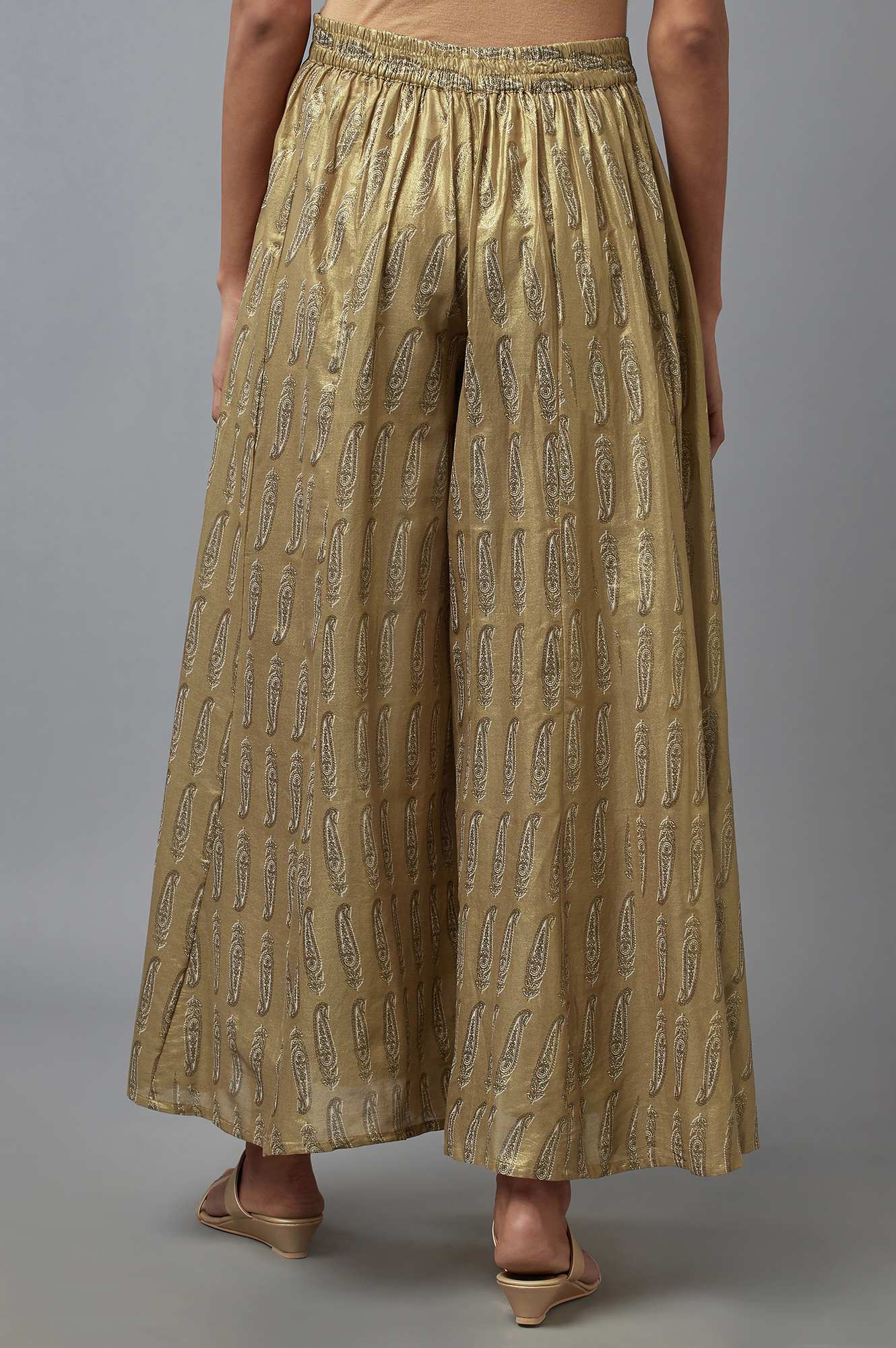 Gold Paisley Flared Culottes