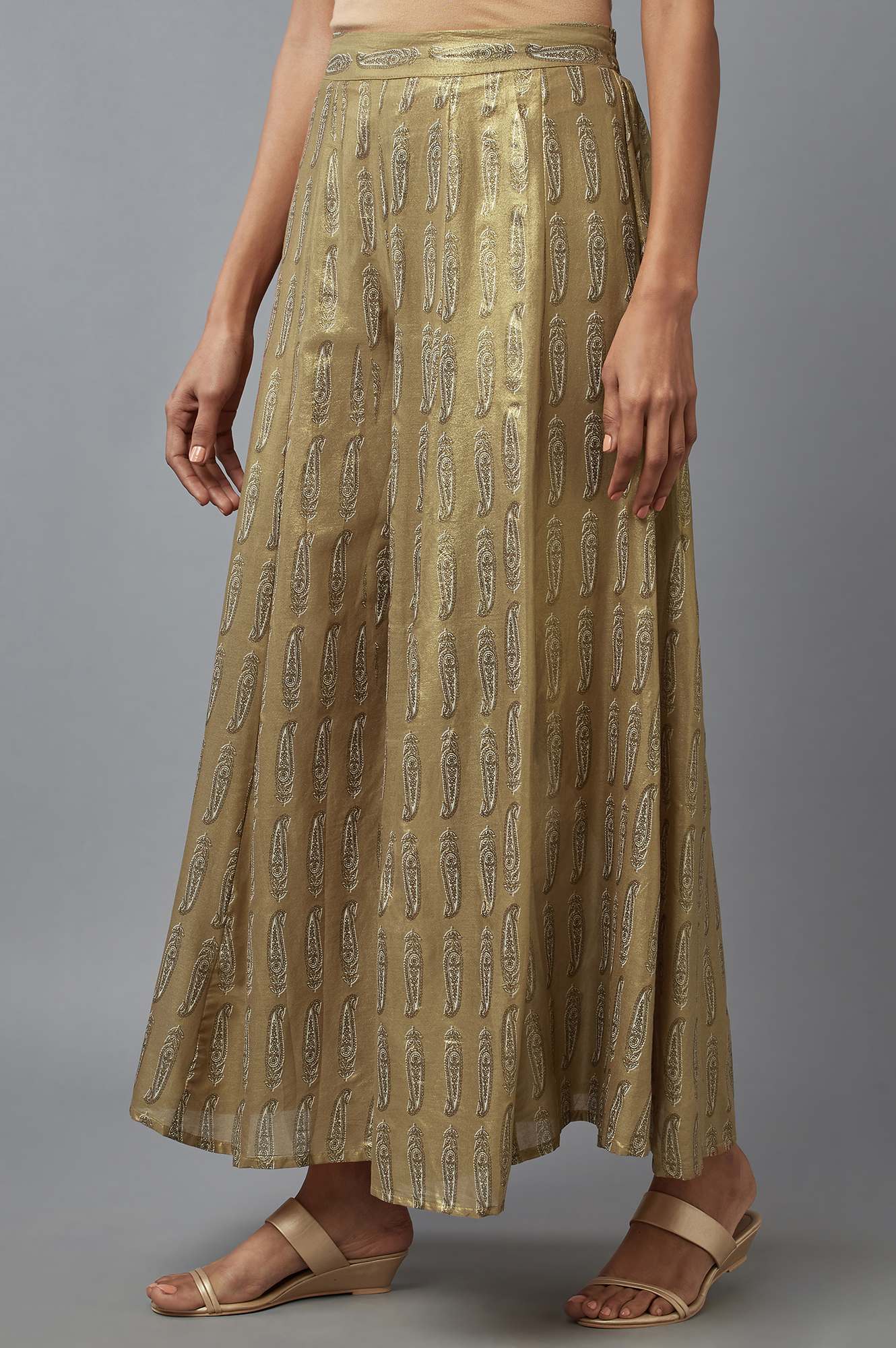 Gold Paisley Flared Culottes