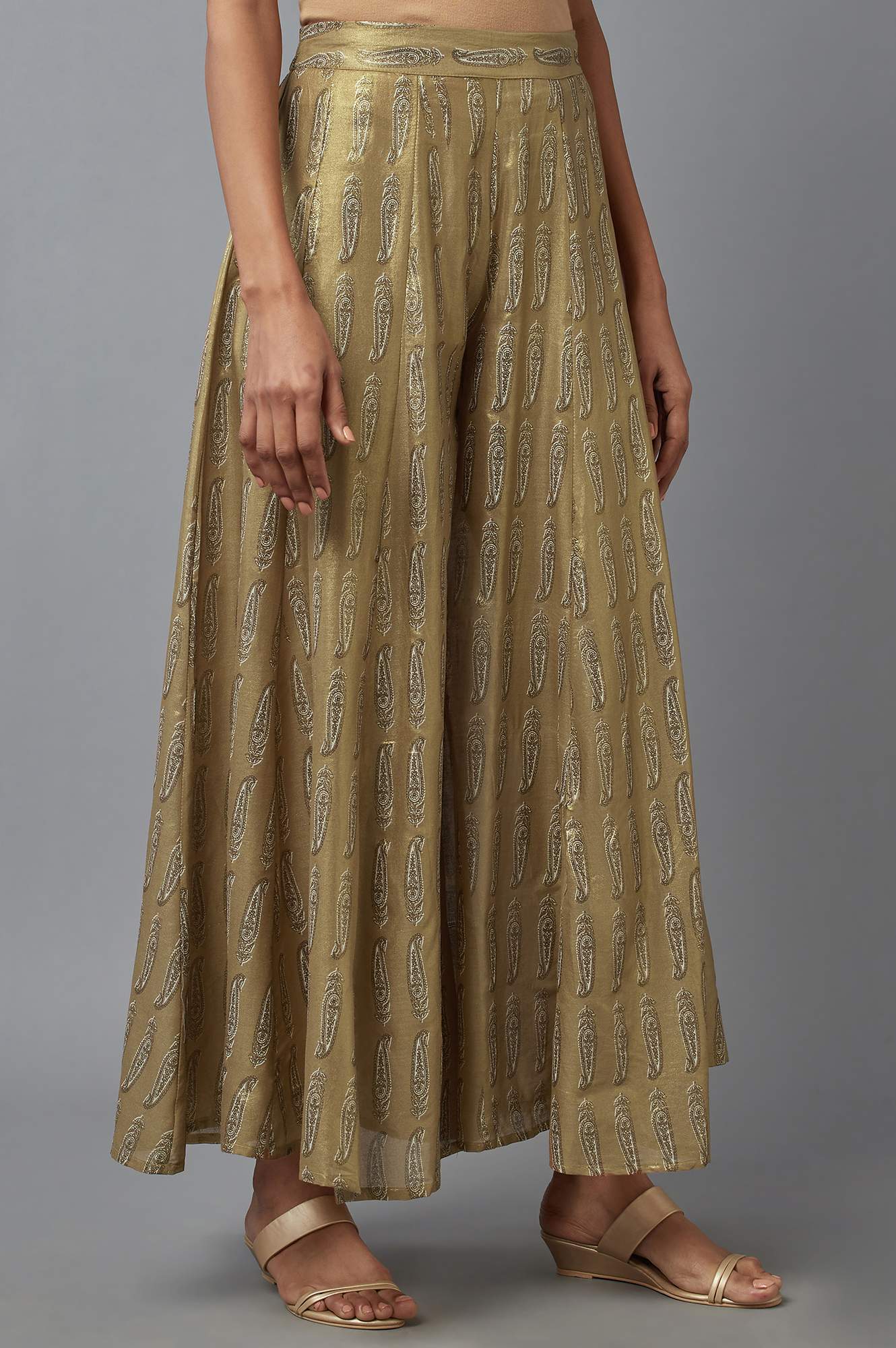 Gold Paisley Flared Culottes