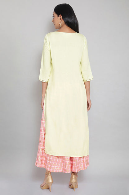 Lime Yellow Mughal Print kurta