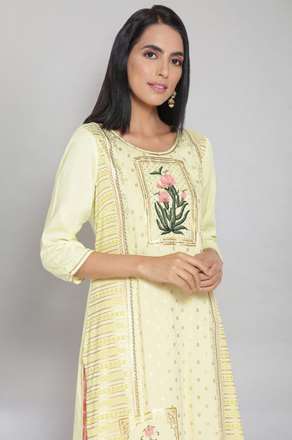 Lime Yellow Mughal Print kurta