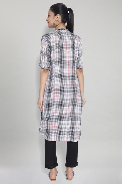 Off White Check Print kurta