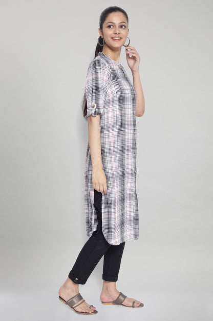 Off White Check Print kurta