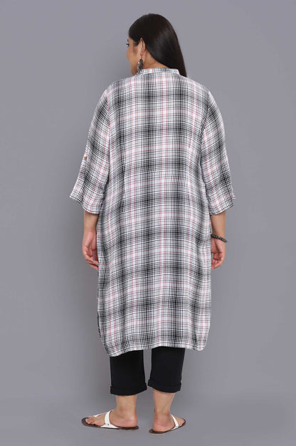 Off White Check Print kurta