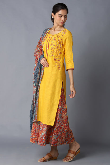 Yellow Embroidered kurta Set