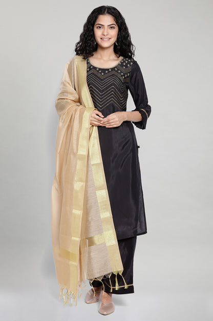 Black Embroidered kurta Palazzos Dupatta Set