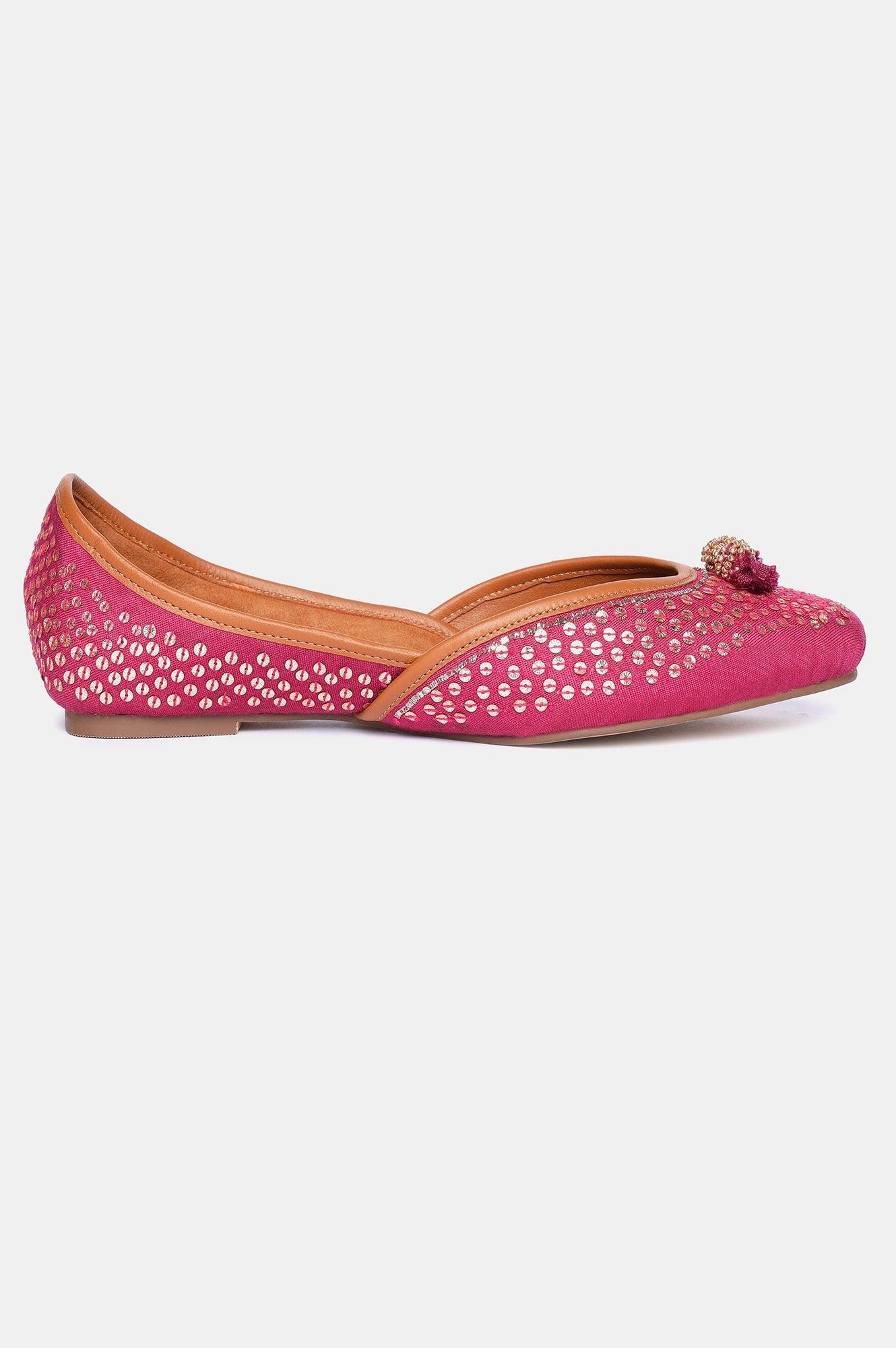 Fuchsia Square Toe Embroidered Flat-Szaira - wforwoman