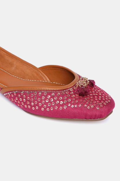 Fuchsia Square Toe Embroidered Flat-Szaira - wforwoman