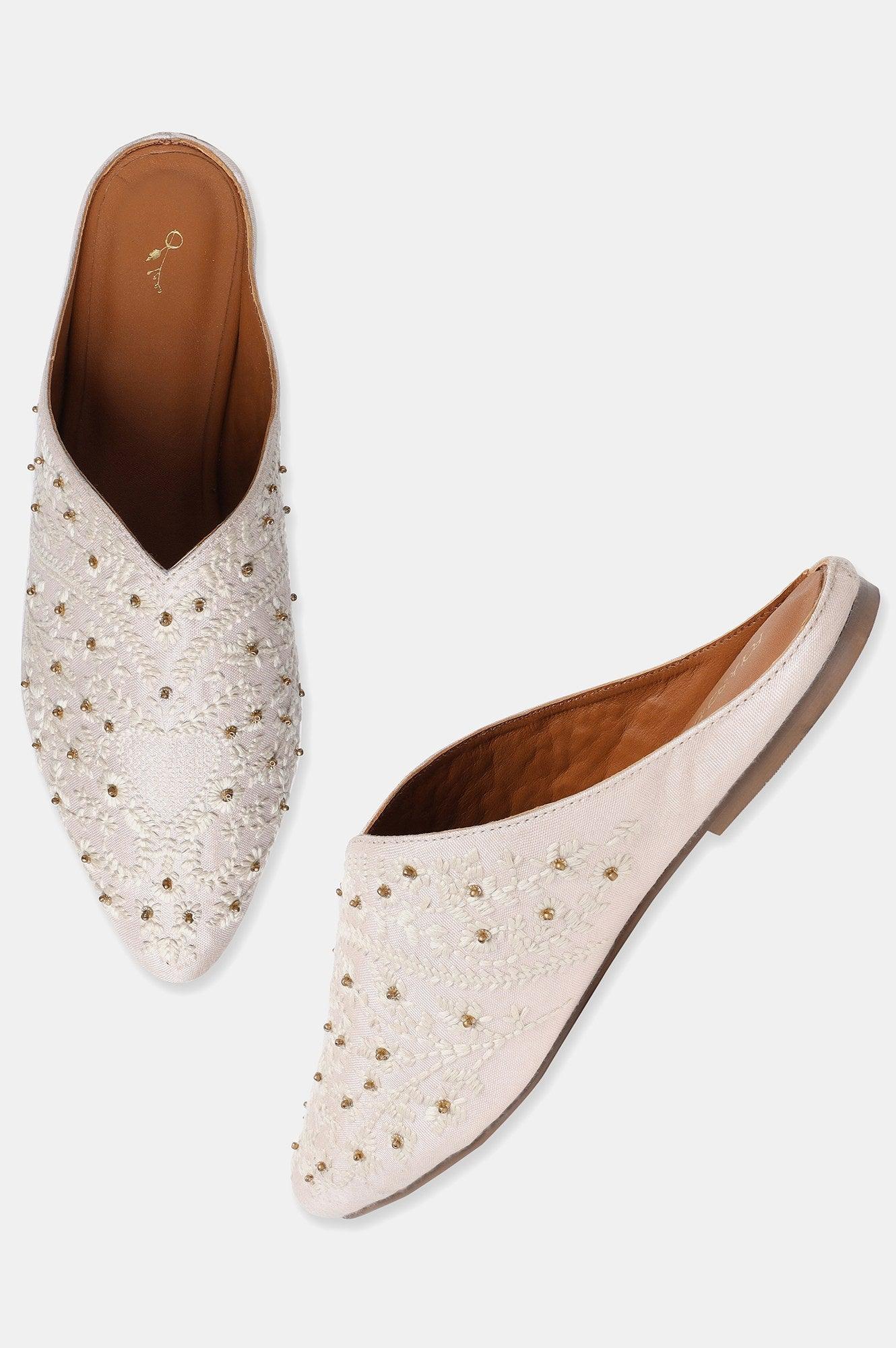 Pink Embroidered Pointed Toe Flat-SKaner - wforwoman