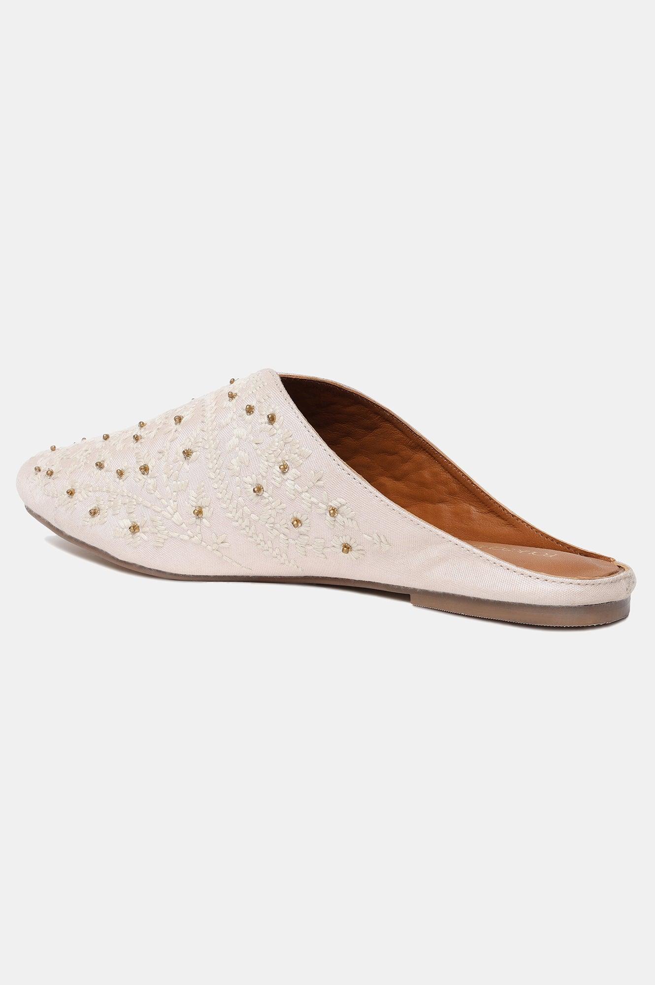 Pink Embroidered Pointed Toe Flat-SKaner - wforwoman