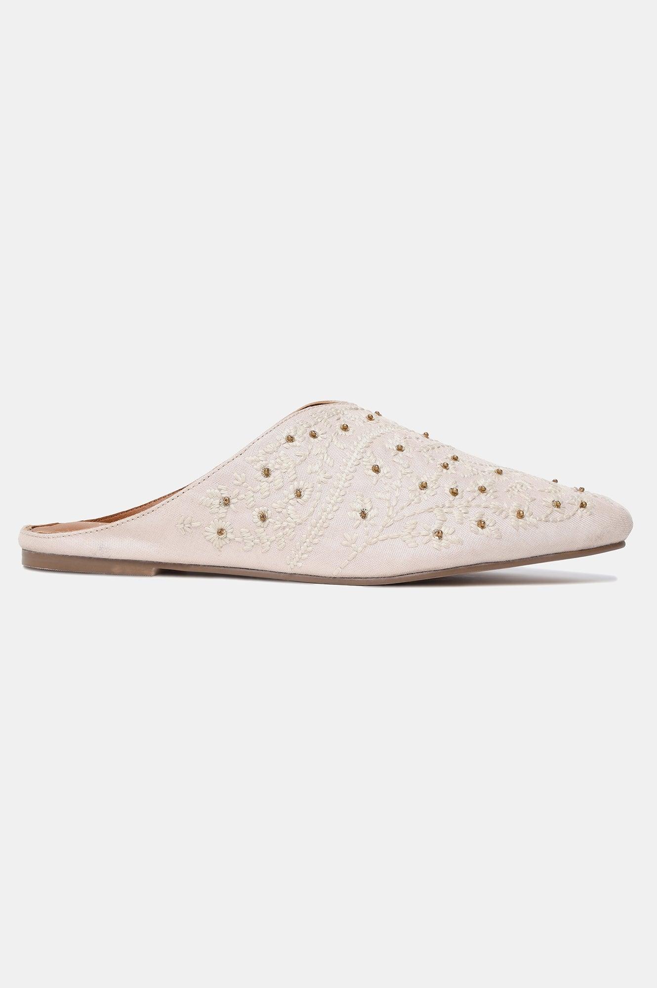 Pink Embroidered Pointed Toe Flat-SKaner - wforwoman
