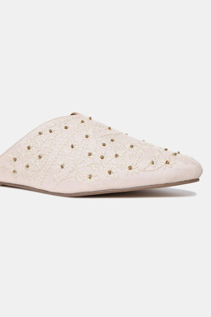 Pink Embroidered Pointed Toe Flat-SKaner - wforwoman