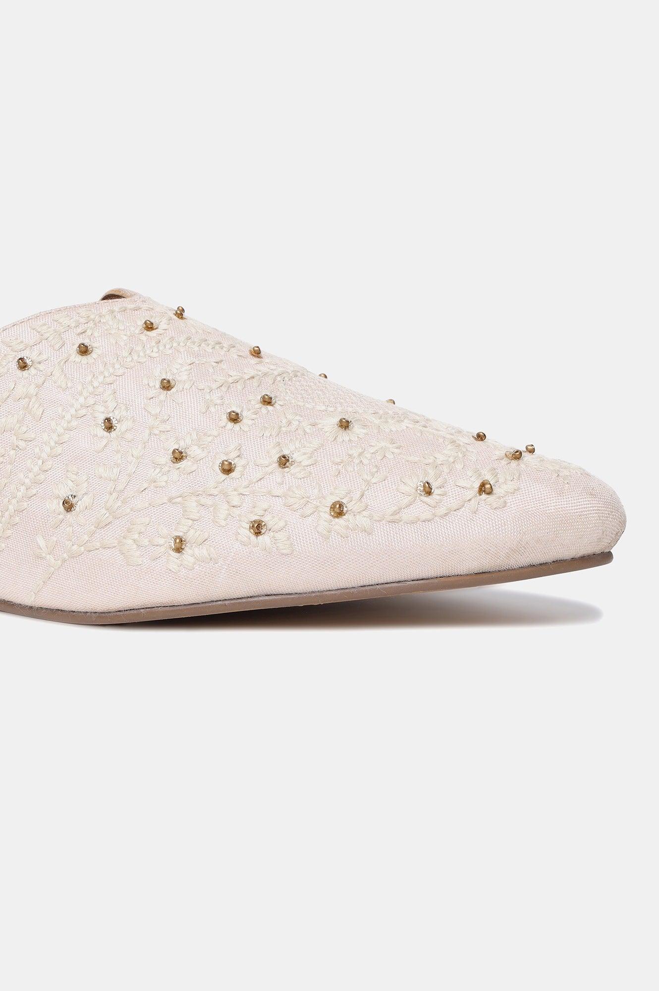 Pink Embroidered Pointed Toe Flat-SKaner - wforwoman