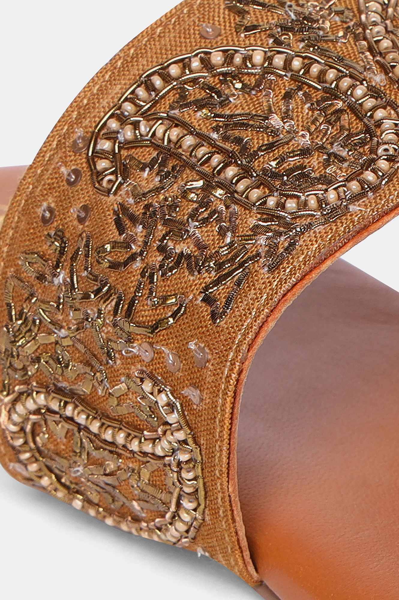 Mustard Round Toe Embroidered Flat-Sgul - wforwoman