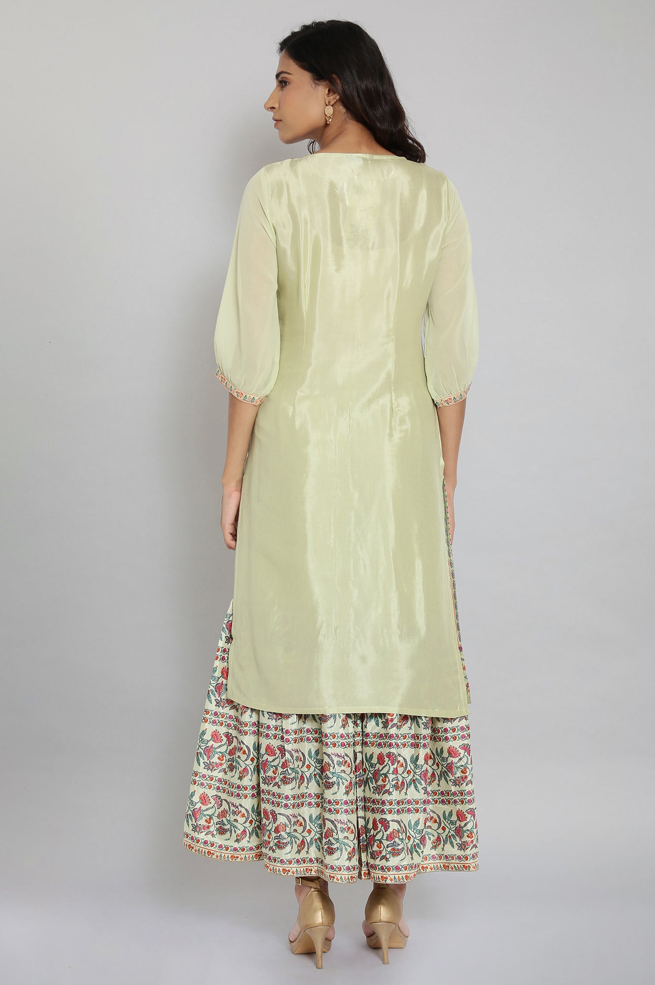 Green Floral Print kurta