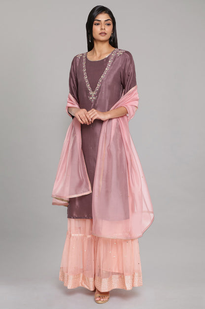 Pink Solid Organza Dupatta