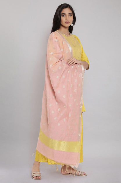 Light Yellow Embroidered kurta-Sharara-Dupatta Set - wforwoman