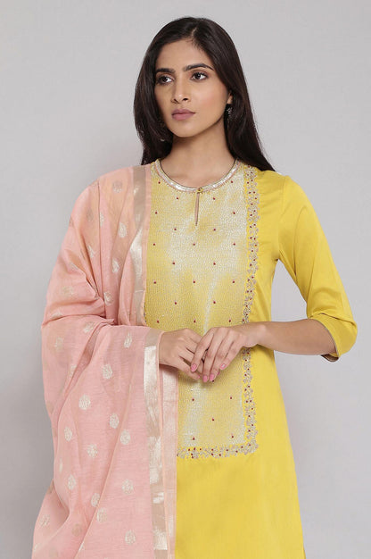 Light Yellow Embroidered kurta-Sharara-Dupatta Set - wforwoman