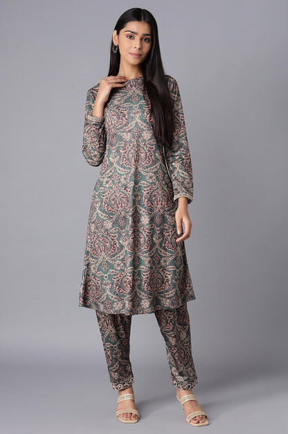 Green kurta and Afgani Salwar Set - wforwoman