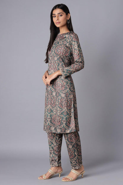 Green kurta and Afgani Salwar Set - wforwoman