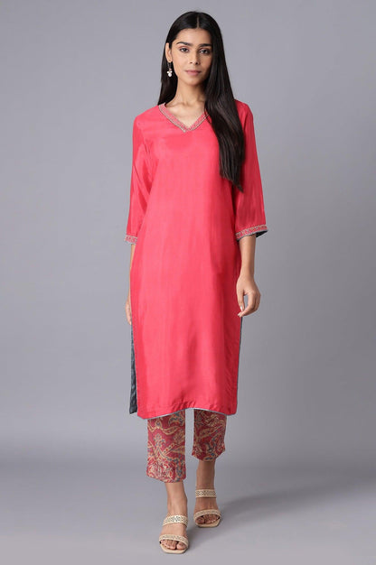 Pink Pant Suit With kurta Set - wforwoman