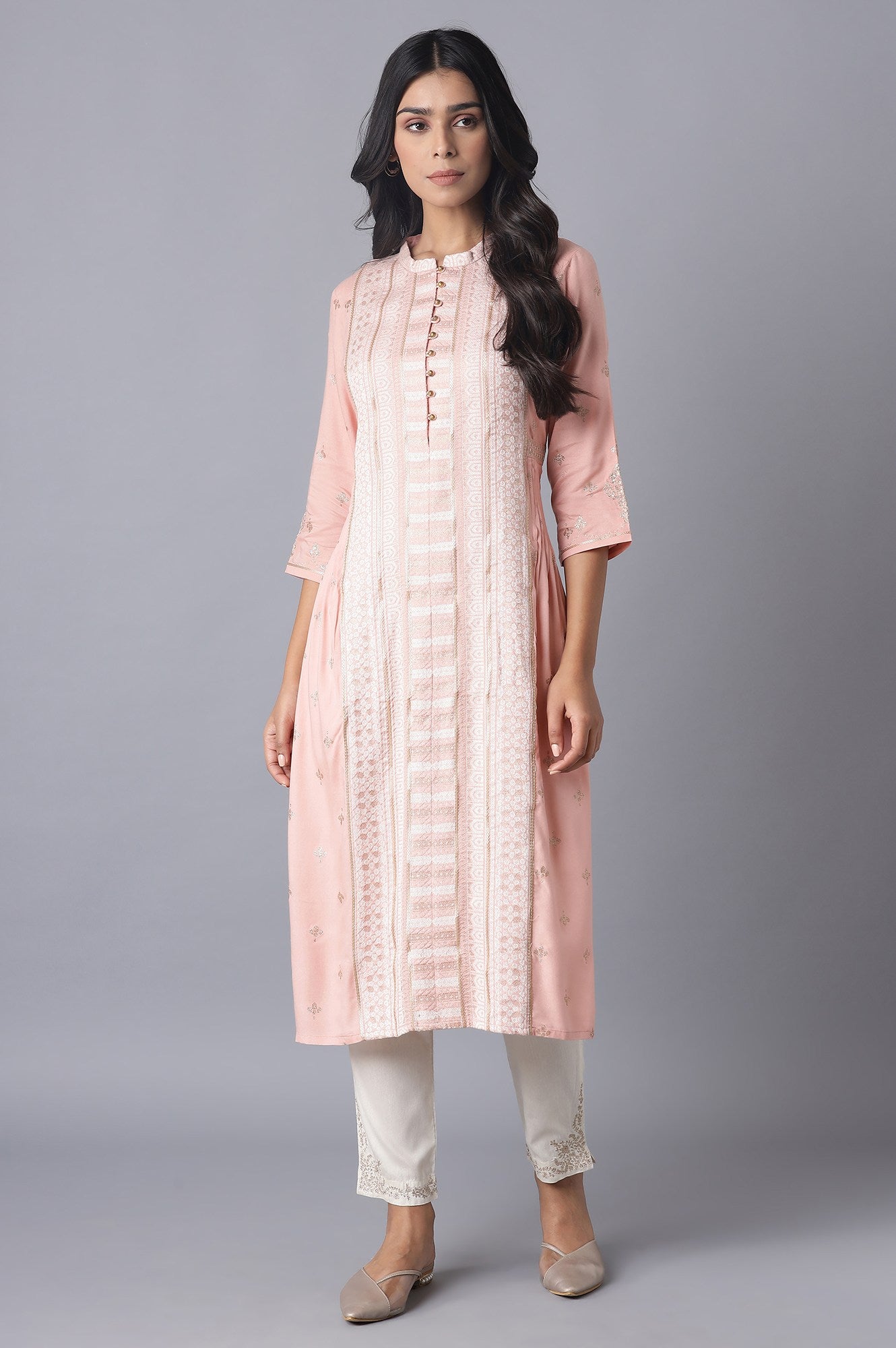 Pink Dobby Printed kurta