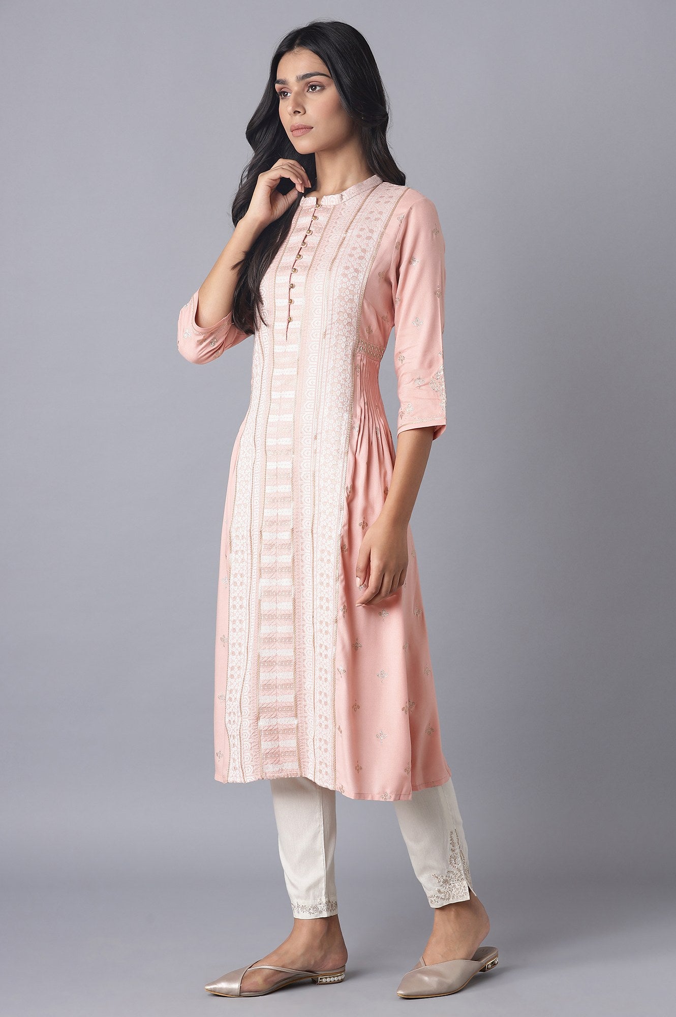 Pink Dobby Printed kurta