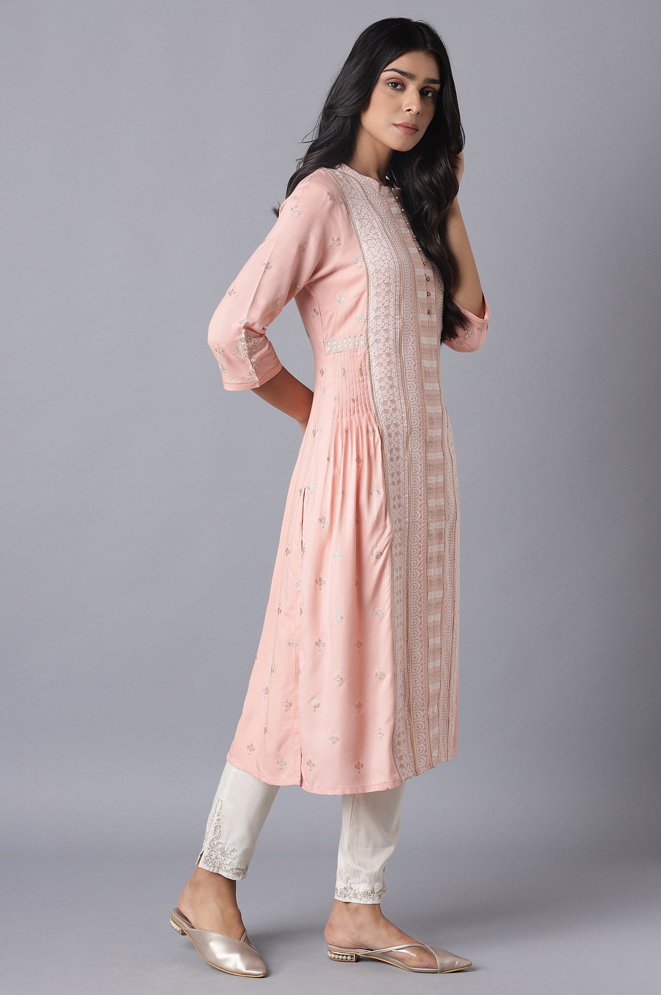 Pink Dobby Printed kurta