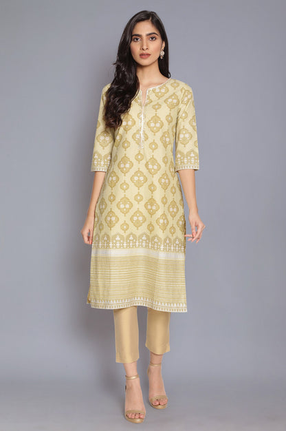 Minion Yellow Zari Embroidered kurta