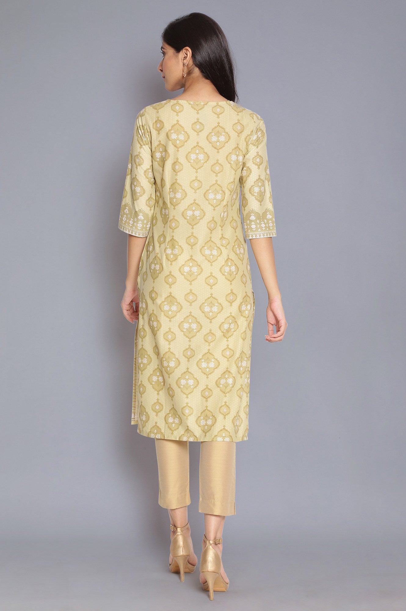 Minion Yellow Zari Embroidered kurta