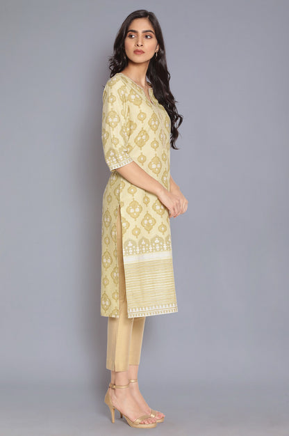 Minion Yellow Zari Embroidered kurta