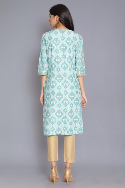 Aqua Blue Zari Embroidered kurta