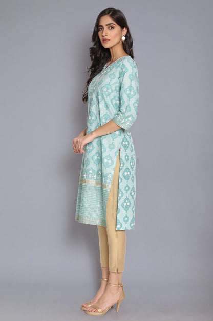 Aqua Blue Zari Embroidered kurta