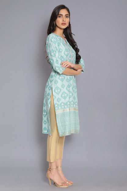 Aqua Blue Zari Embroidered kurta