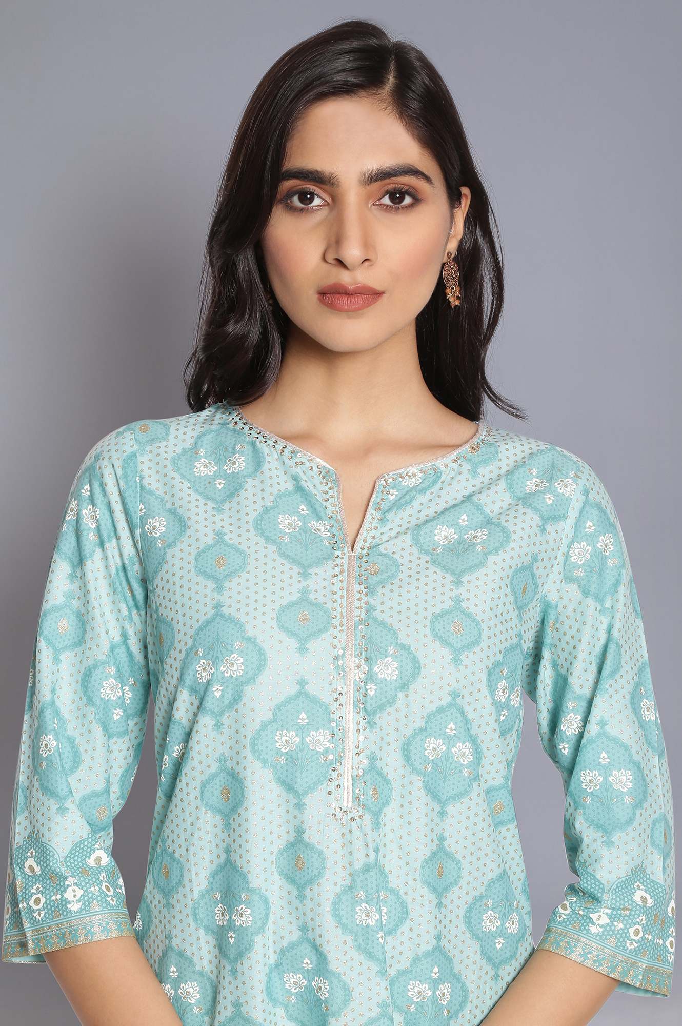 Aqua Blue Zari Embroidered kurta