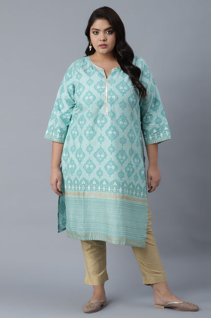 Aqua Blue Zari Embroidered kurta