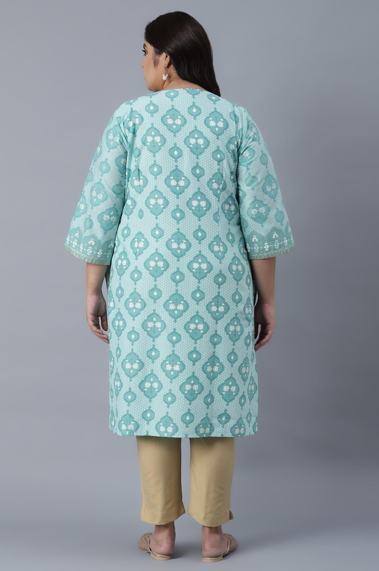 Aqua Blue Zari Embroidered kurta