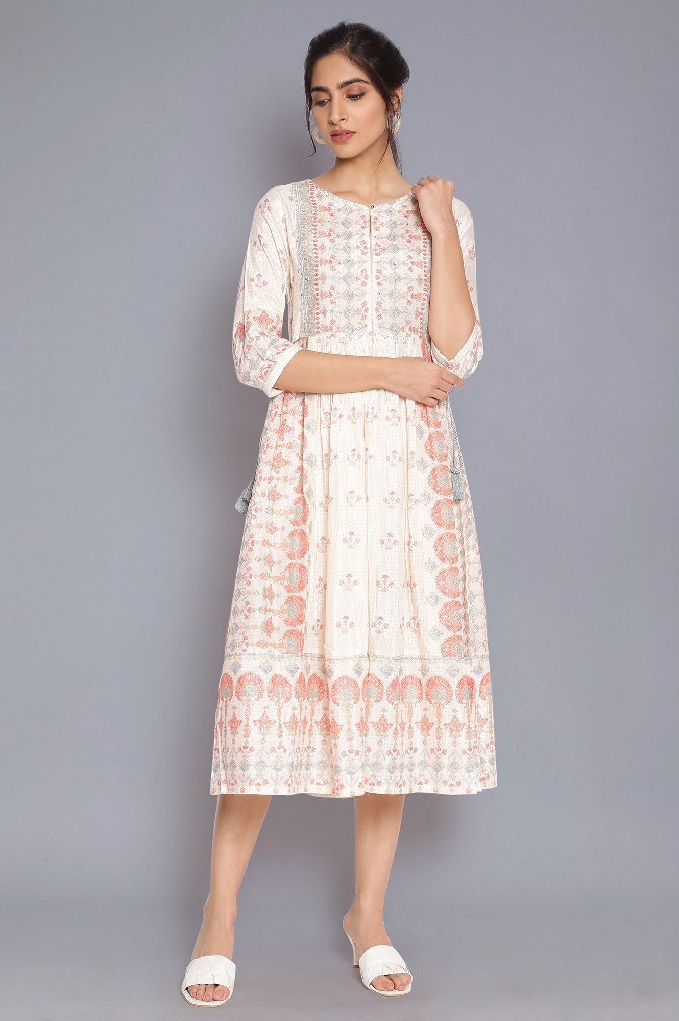 Ecru Floral Printed kurta