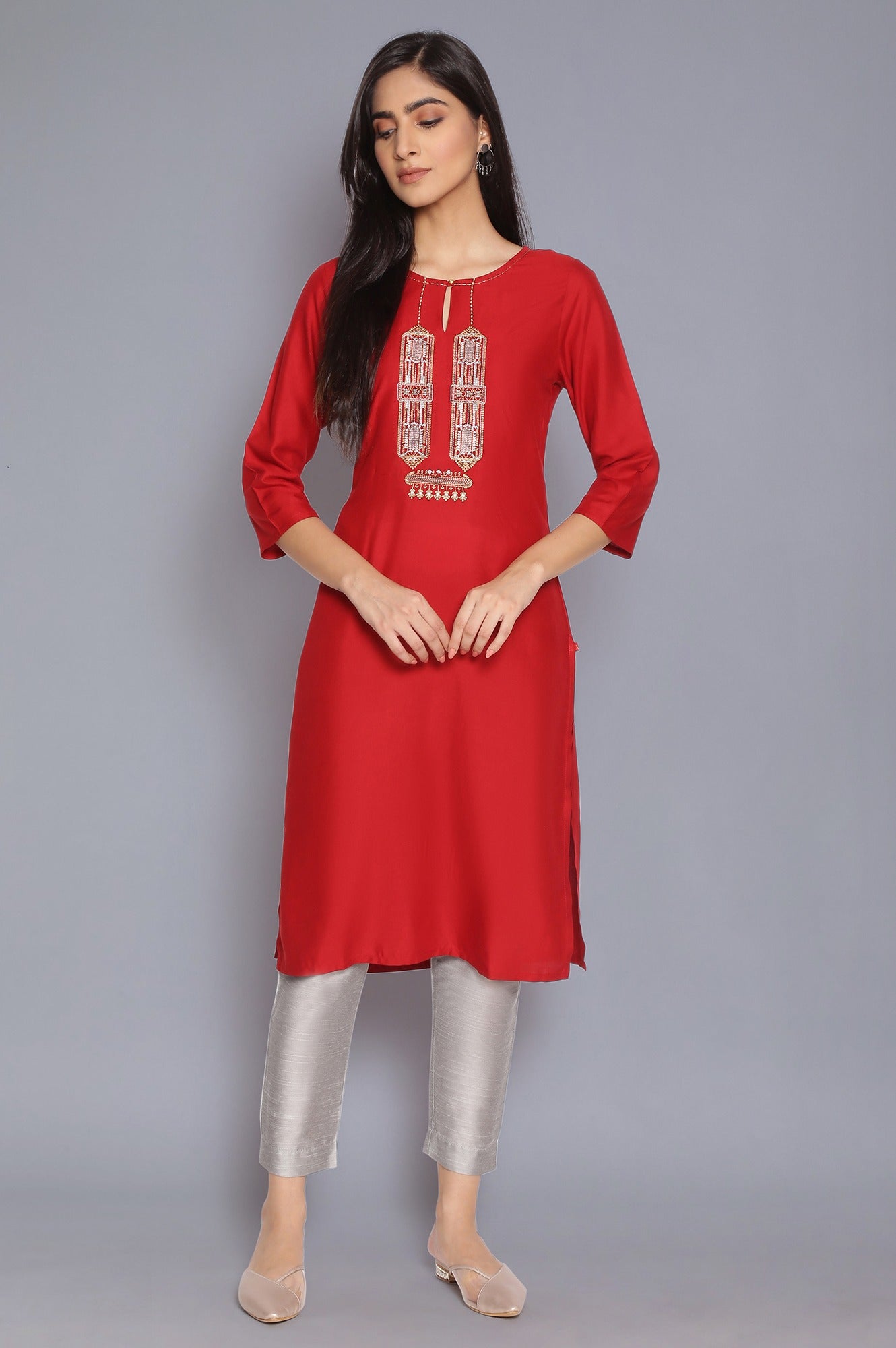 Rich Red Light Festive kurta